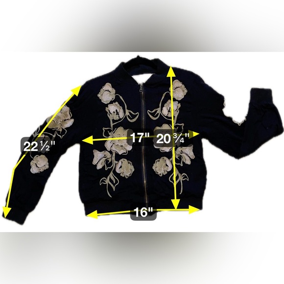 Kimchi Black Gold Floral Bomber Jacket Embroidered Boho Indie Asian Medium -Read - Picture 6 of 11